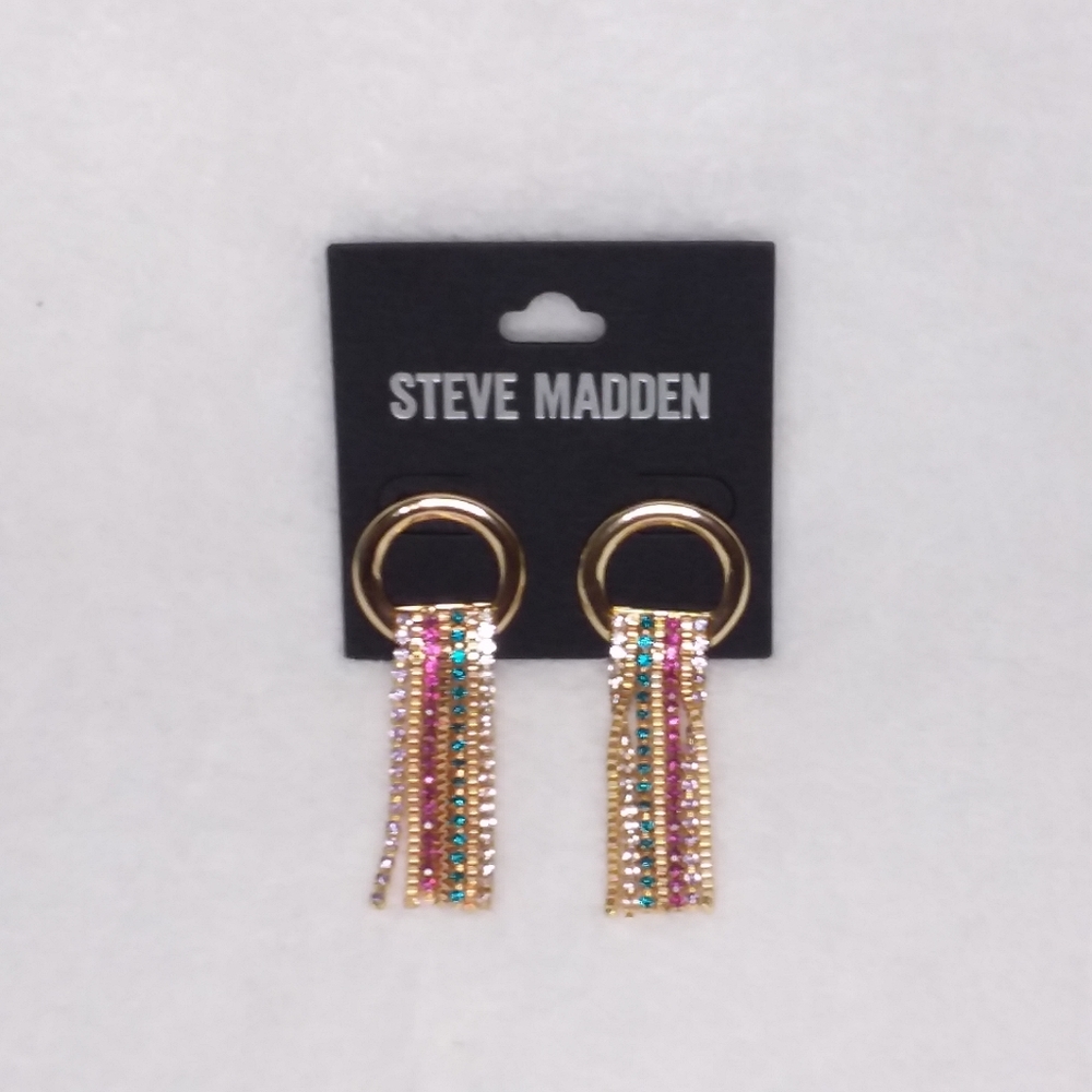 Multi dangle Pierce Earrings Gold Tone Steve Madden